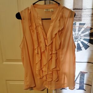 Cato Peach Ruffle Sleeveless Blouse